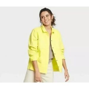 Universal Thread women’s pale neon yellow denim chore barn jacket sz S